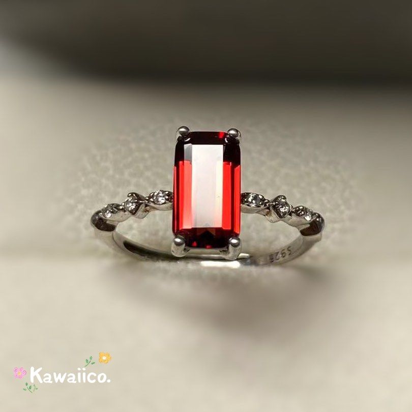 Natural Garnet Gemstone Ring Women s Fashion Jewelry