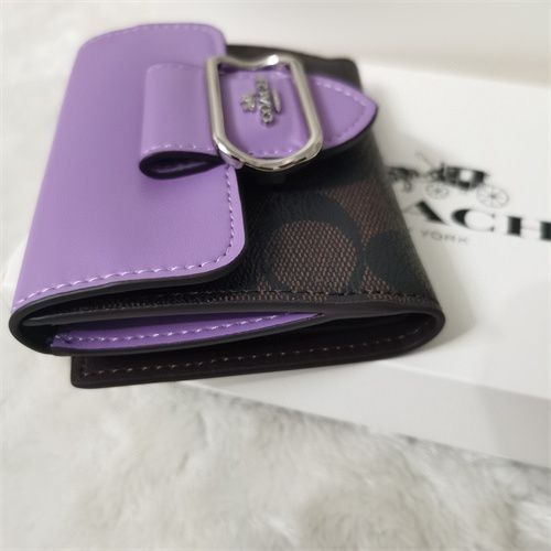 New Coach Original Brown Iris Signature Collection Small Morgan Wallet In Signature Canvas Wallet For Women Come With Complete Set Suitable For Gift