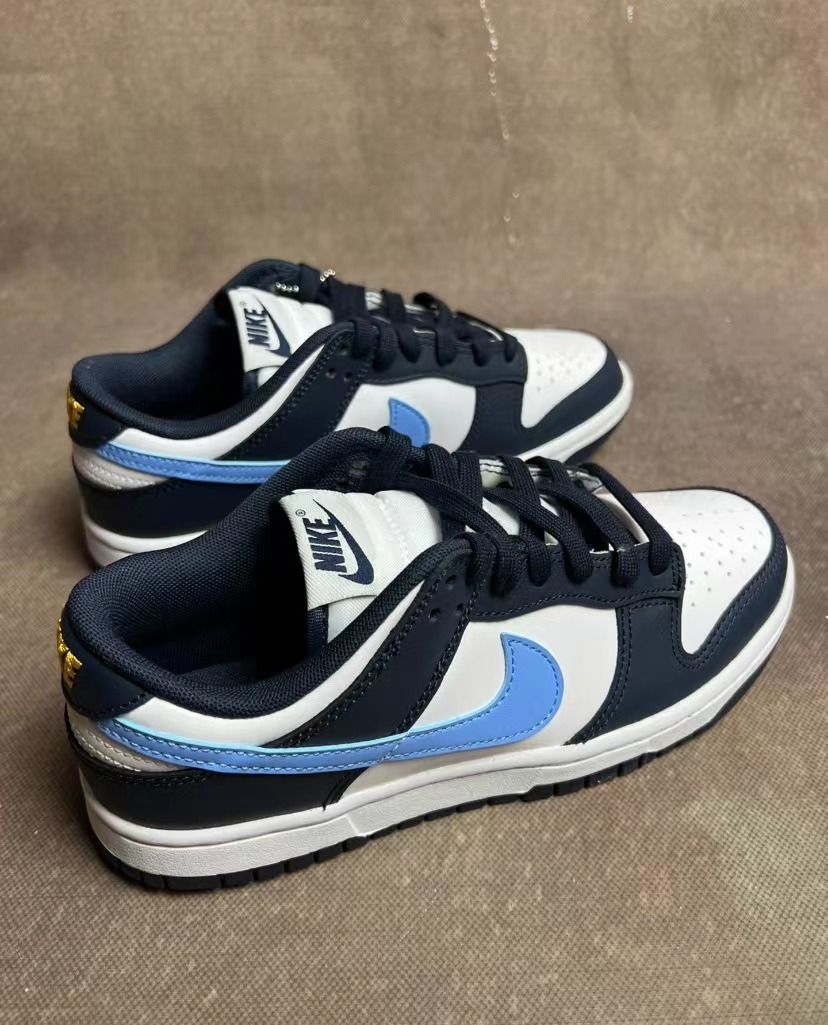 nike dunk black white blue