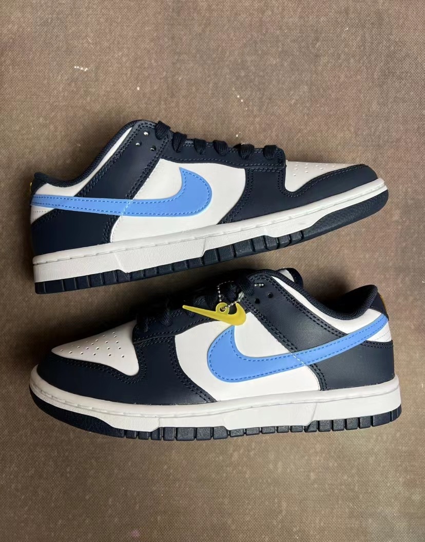 dunk low black blue white