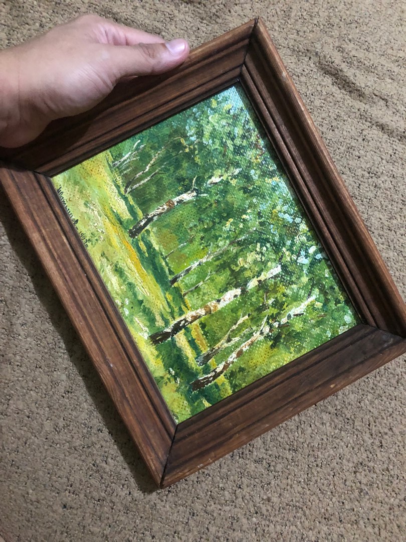 Old canvas painting signed by artist, Hobbies & Toys, Stationary