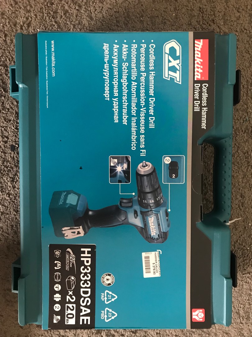 Cordless Makita Hammer Drill 2 x 2.0p battery, Furniture & Home Living