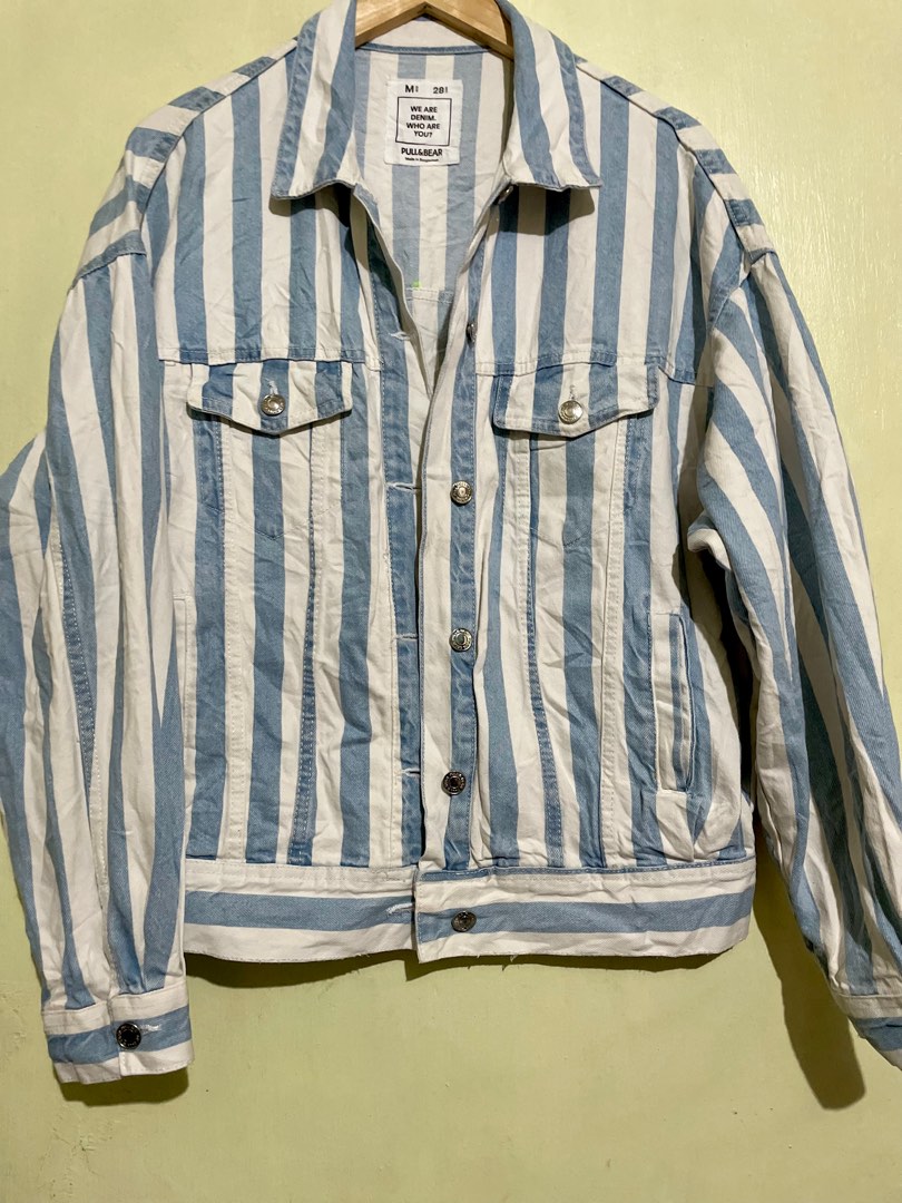 Pull and bear deals striped denim jacket