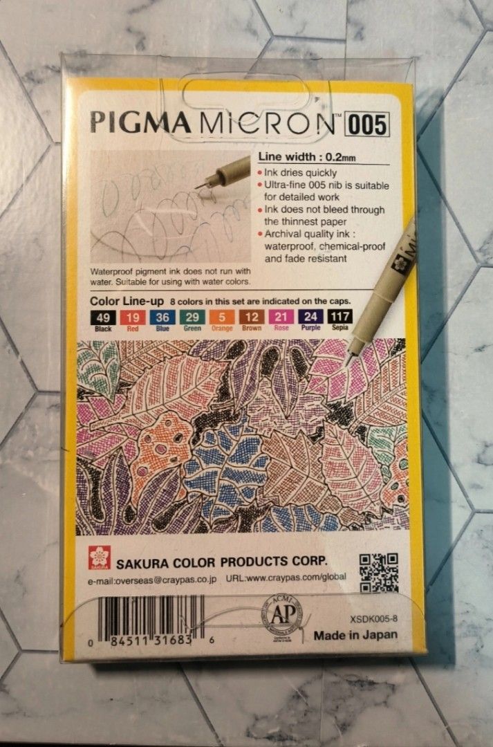 SAKURA Pigma Micron – Set 9 Penne Fineliner Impermeabili, Inchiostro Nero Permanente, Punte Metalliche – Confezione Regalo