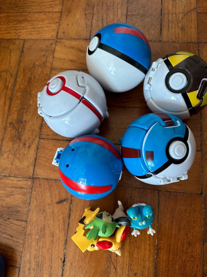 Poke balls with figures, Hobbies & Toys, Toys & Games on Carousell