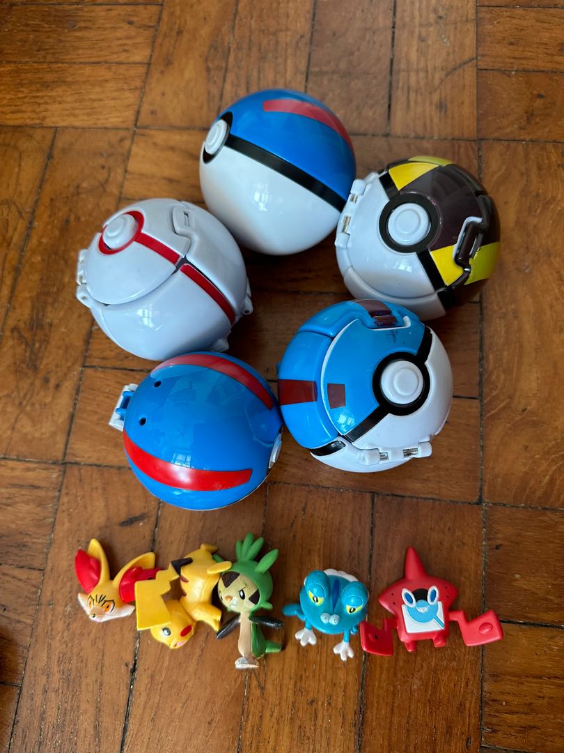 Poke balls with figures, Hobbies & Toys, Toys & Games on Carousell