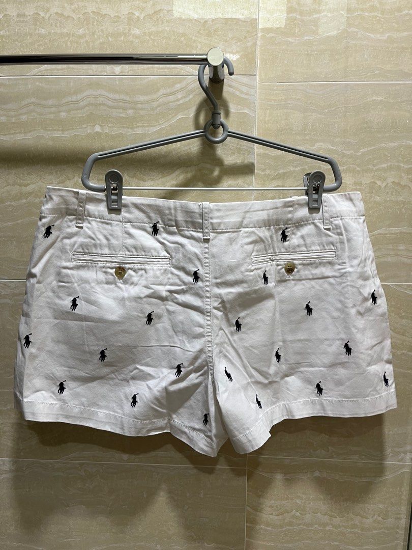 White polo shorts with outlet horses