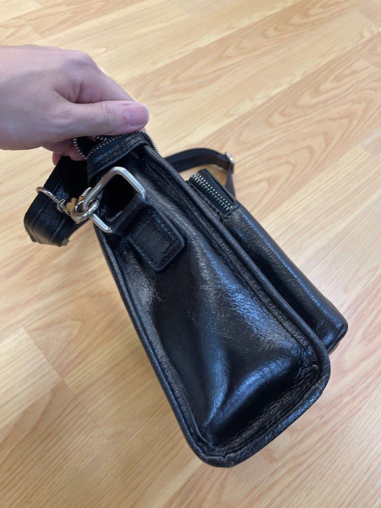 Prada style Leather sling bag/ shoulder bag with pockets, Men's