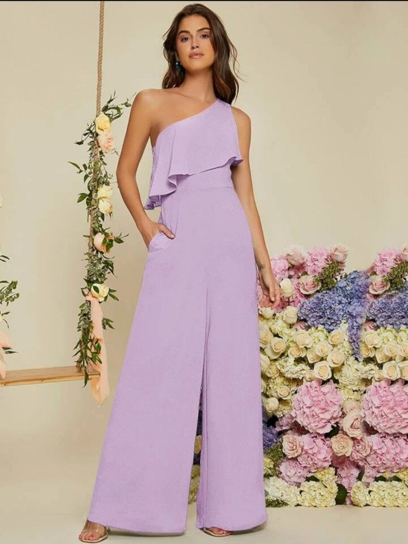 Purple Lilac Ruffle Jumpsuit Women s Fashion Dresses Sets