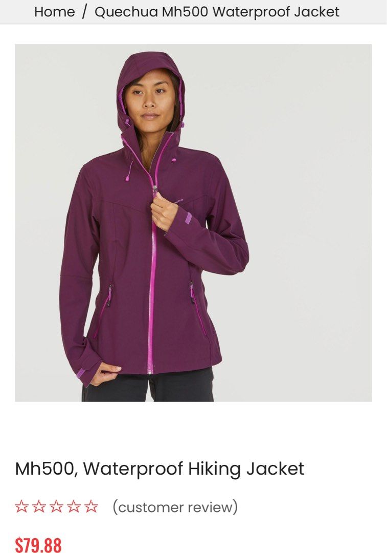 Women's Waterproof Hiking Jacket - MH 500 Red