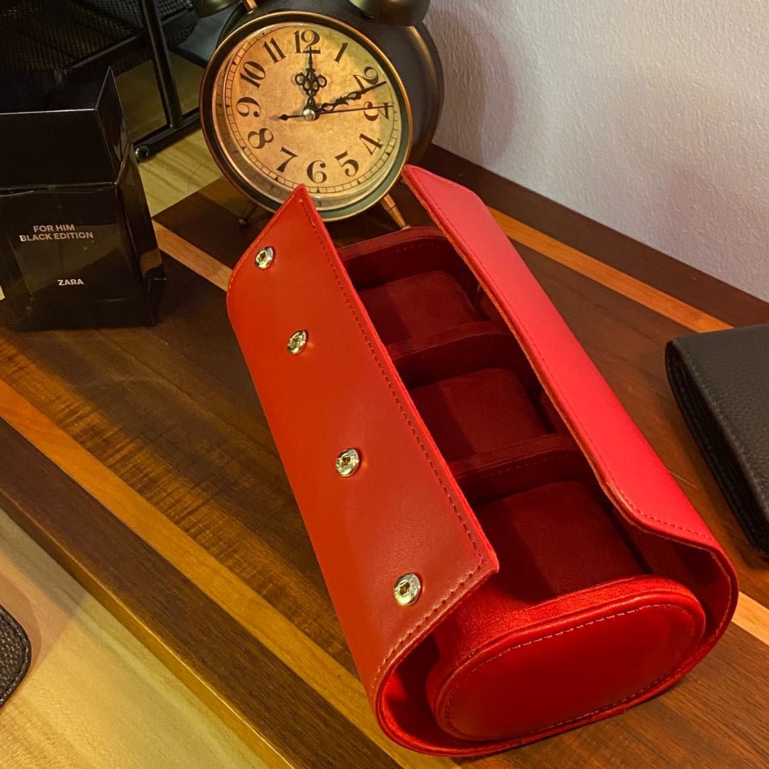 Red Travel watch roll 3 slots (Category: Men's Watches) located in Manila. Submitted by markwrist07 (Listing ID 1257575906, Image 2). Description: Travel Watch roll Case & Luxury Wooden Watch box 1/2/3/5/6/8/10/12 Slots‼️ SPECIFICATIONS: Material Wooden Watch Box: Wooden+Velvet Cloth Colors: Rosewood Grain, fraxinus Mandshurica, Walnut Grain, Black/brown Type: 5/ 6/8/10/12 Slots Sizes For Wooden Watch Box 6 Slots key Size - 20*22.5*9.5cm 6 Slots 