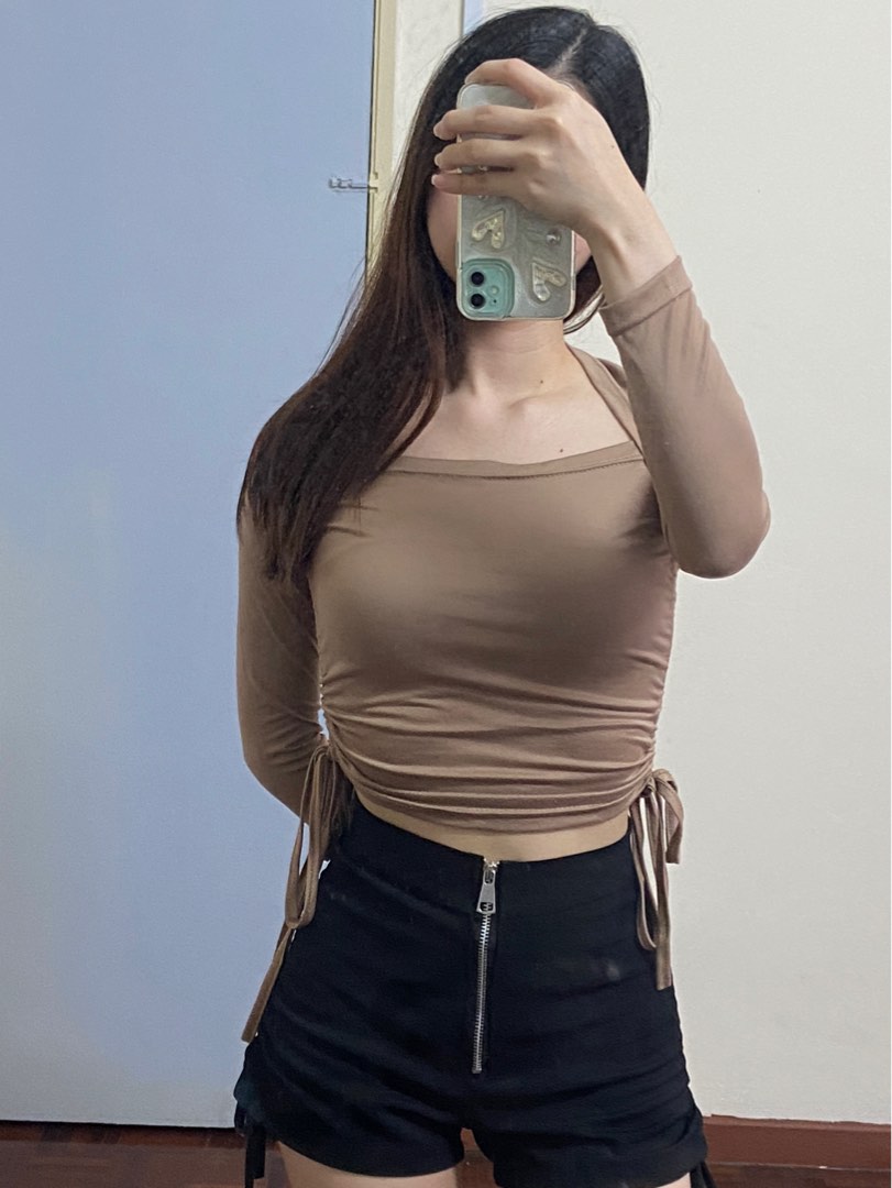 Short Sleeve Open Front Self Tie Top