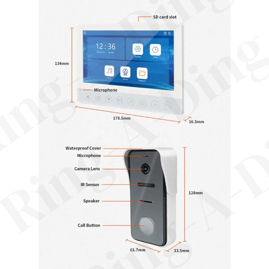[SG HDB COMPATIBLE] 7 inch Video Doorbell Camera, Furniture & Home