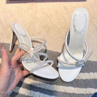 Stiletto butterfly shinny heels