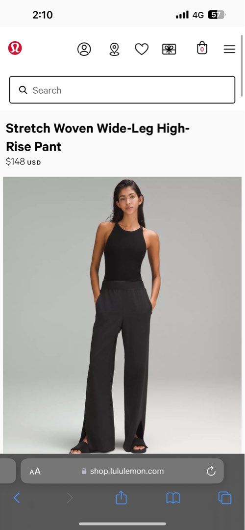 Stretch Woven Wide-Leg High-Rise Pant, Women's Fashion, Bottoms, Other  Bottoms on Carousell