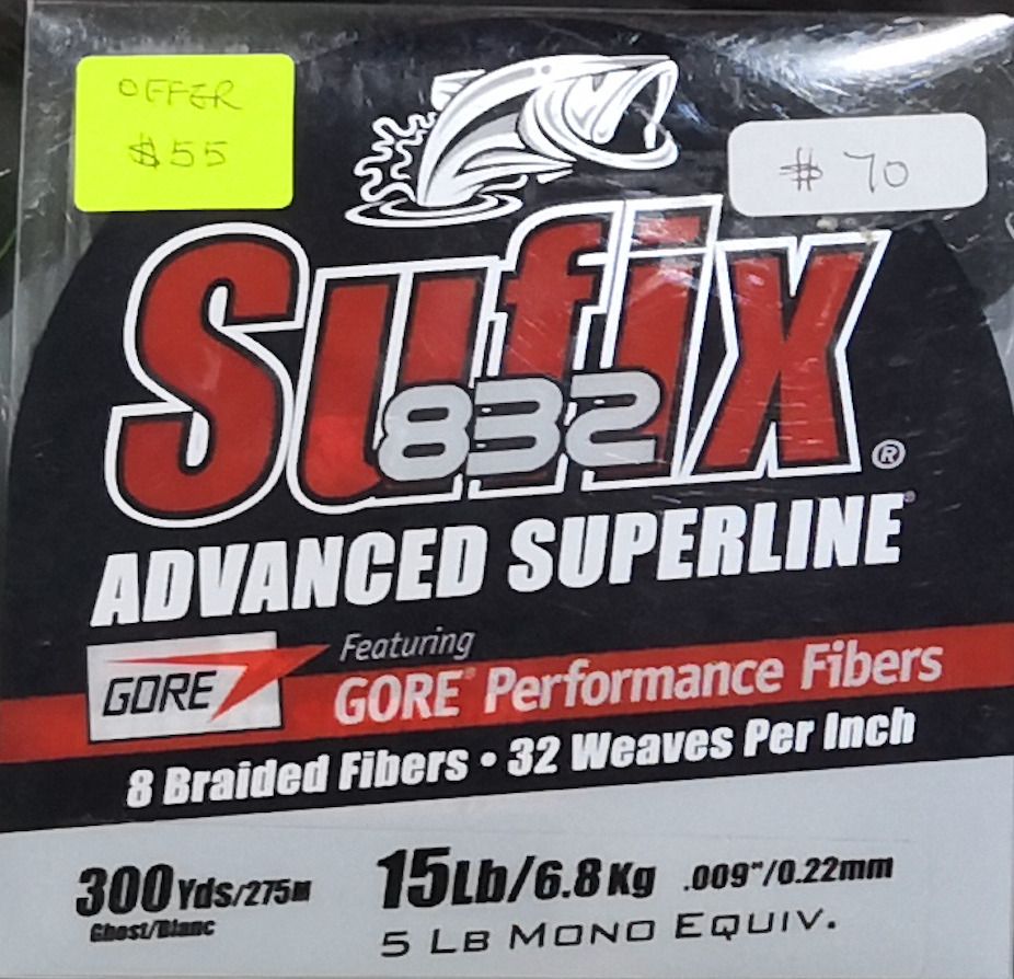 Sufix 832 / Advance Superline / 300 yrds / 275m / 15lb / 6.8kg / 0.0085 /  0.22mm / 8 Braided / 32 Weaves per inch, Sports Equipment, Fishing on  Carousell