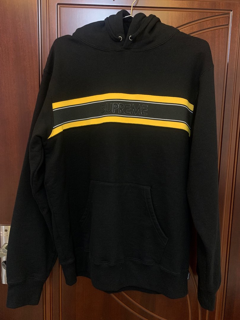 Supreme stripe logo sweatshirt 100%Real M 衛衣外套sweater Hoodie