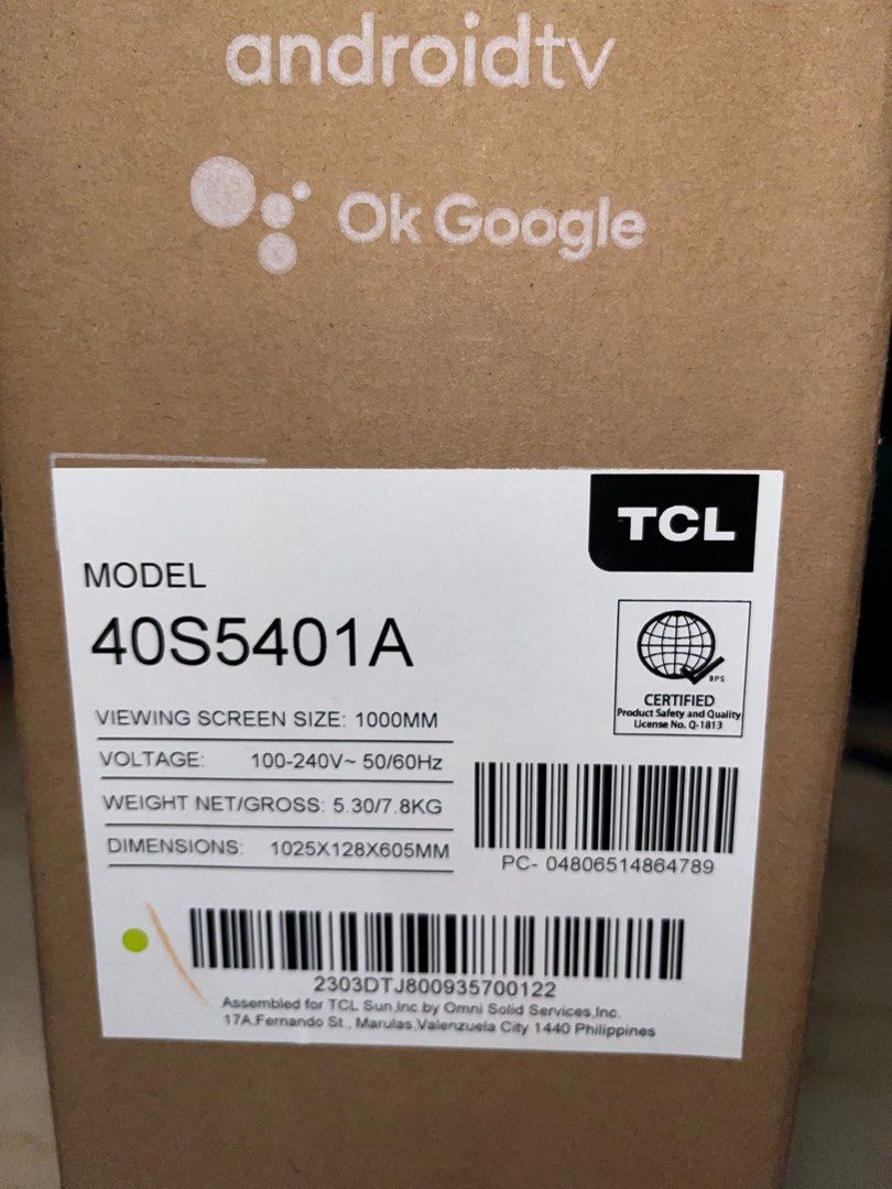 TCL android TV 40S5401A, TV & Home Appliances, TV &