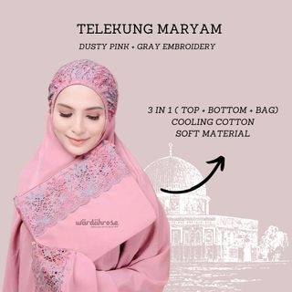 Telekung Maryam Sulam 3 IN 1 Cooling Cotton Clearance ‼️