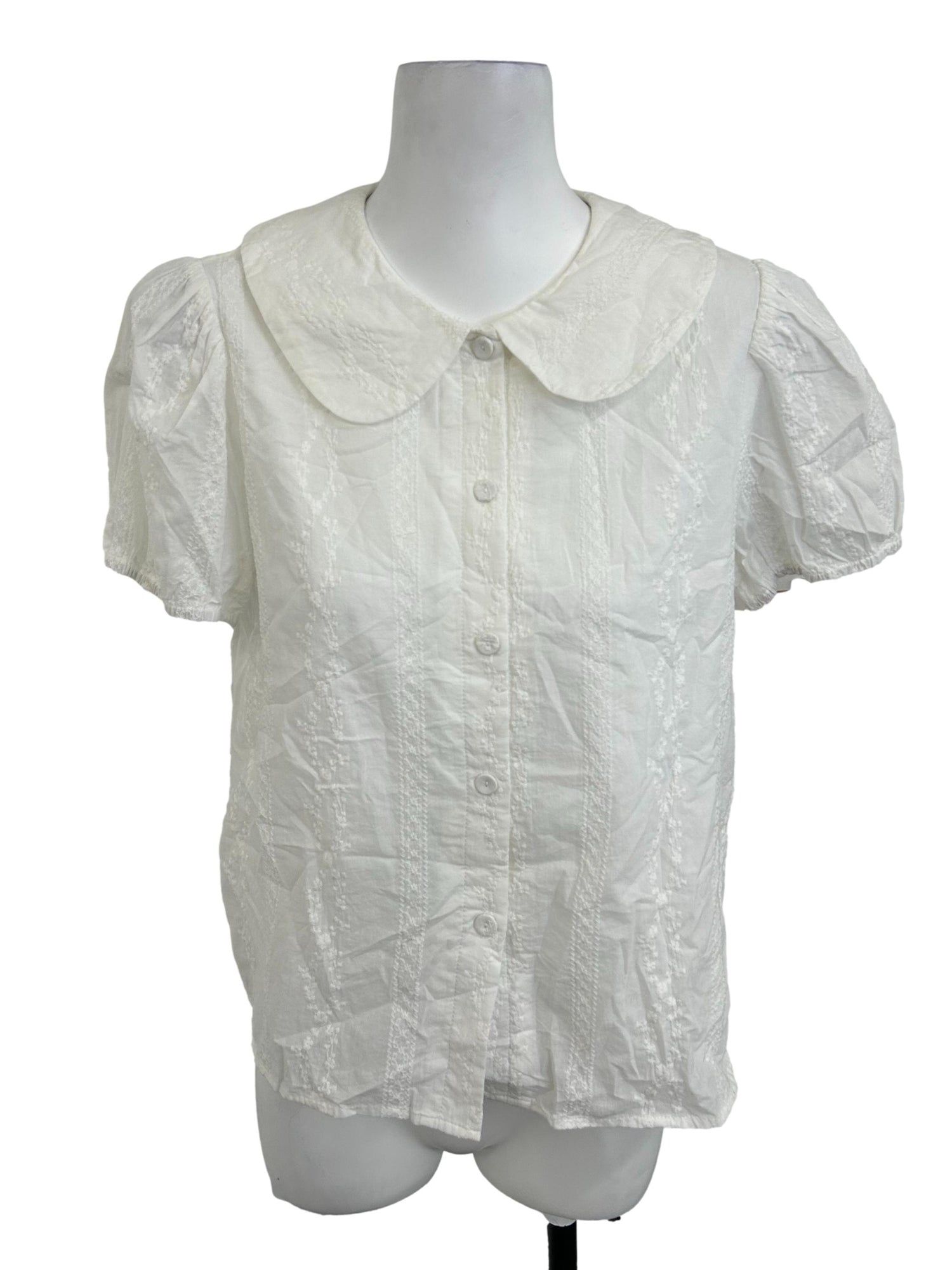 Peter Pan Collar Shirt - White - Pomelo Fashion