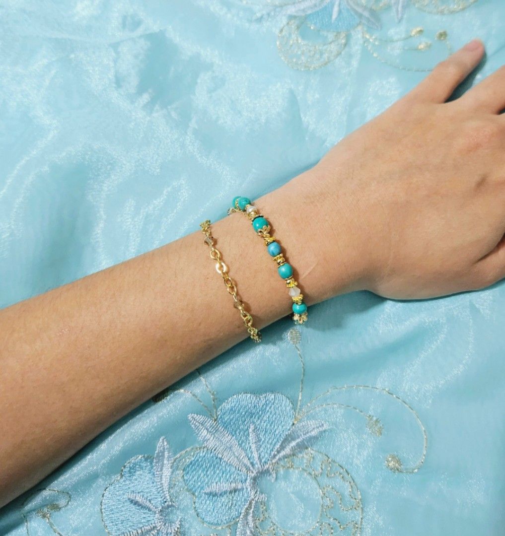 Gold and hot sale turquoise bracelet