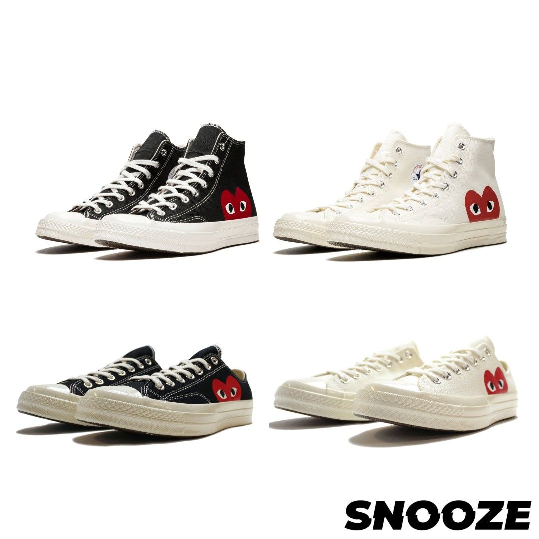 US3 US11 CONVERSE X COMME DES GARCON CDG PLAT HEART CHUCK TAYLOR HIGH HIGH LOW WHITE BLACK