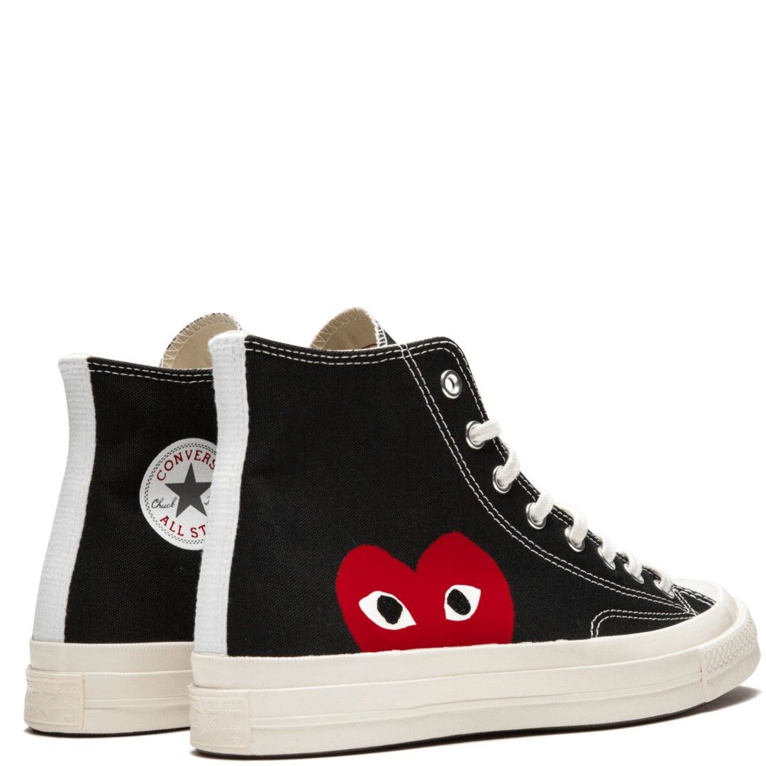 US3 US11 CONVERSE X COMME DES GARCON CDG PLAT HEART CHUCK TAYLOR HIGH HIGH LOW WHITE BLACK
