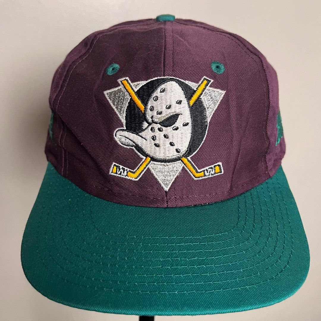 GCC Anaheim Mighty Ducks NHL 90's Vintage Adjustable Snapback Cap Hat - Nwt Purple/Teal