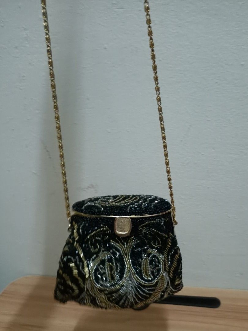 Beaded Hand Bag Black La Regale Evening Purse Vintage Black 