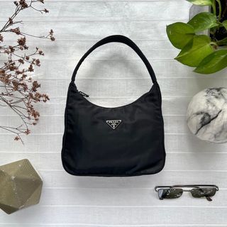 Vintage Prada Nylon Tessuto Black Mini Hobo Bag
