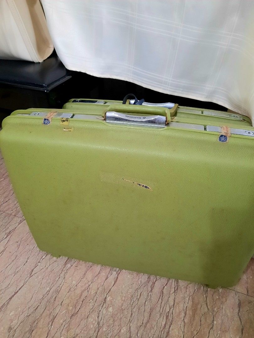 Vintage Pair of Samsonite Luggages 1970s Saturn Saturn II Green Hobbies Toys Travel Luggage on Carousell