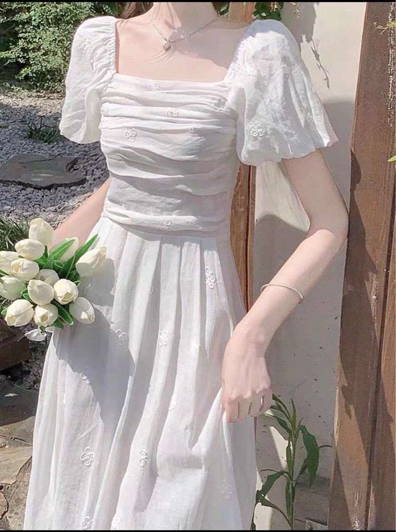 White floral embroidered maxi dress new arrivals