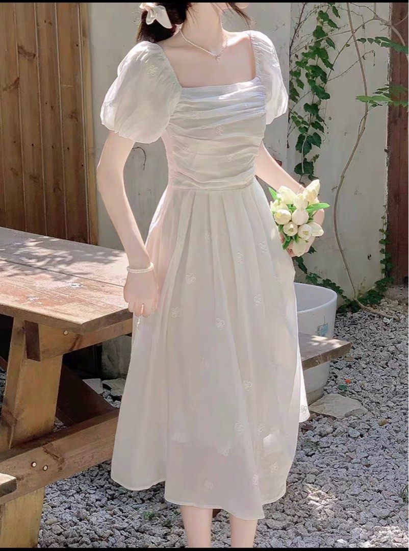 White floral embroidered maxi dress discount