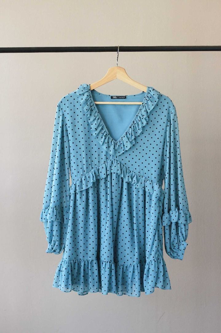 XS Zara Polka Dot Ruffle Dress