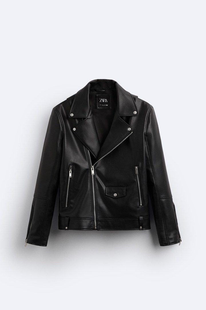 black leather blazer zara