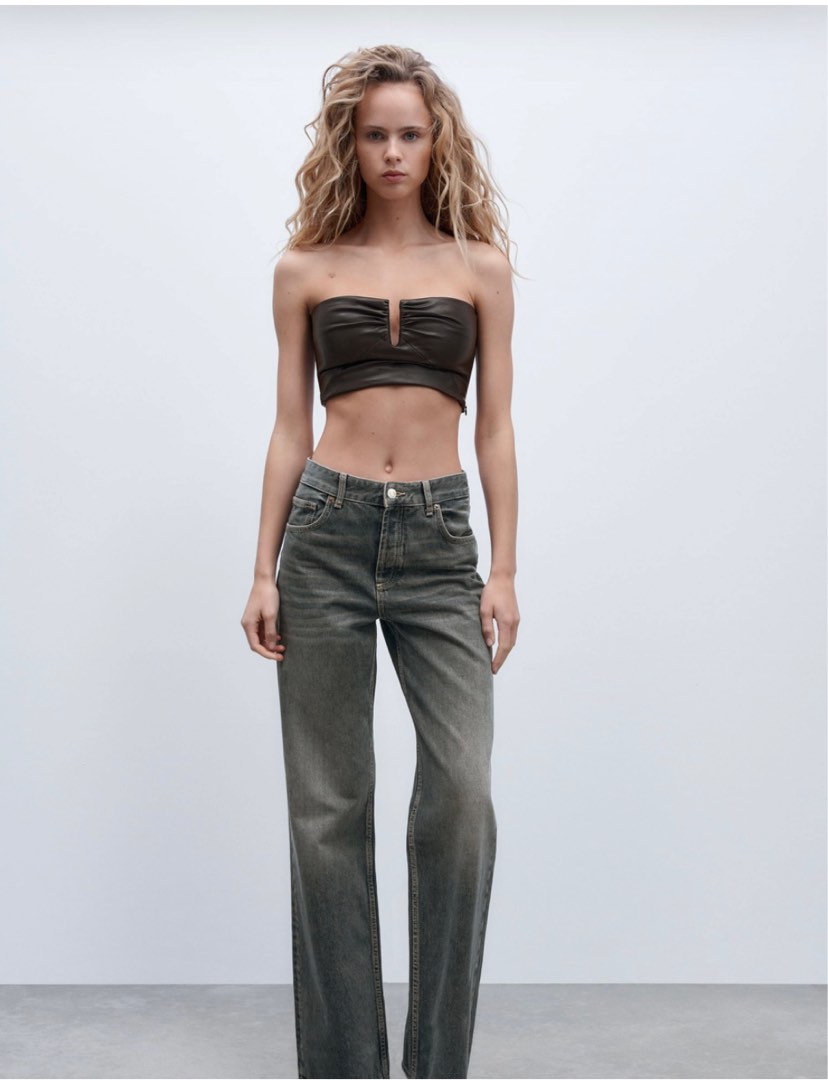 Leather crop top, Women's Fashion, Tops, Other Tops on Carousell