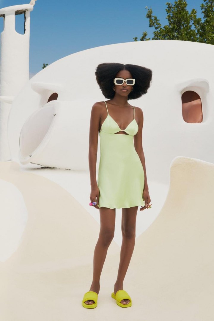 Zara lime green silk cut out dress, Women's Fashion, Dresses & Sets, Dresses on Carousell