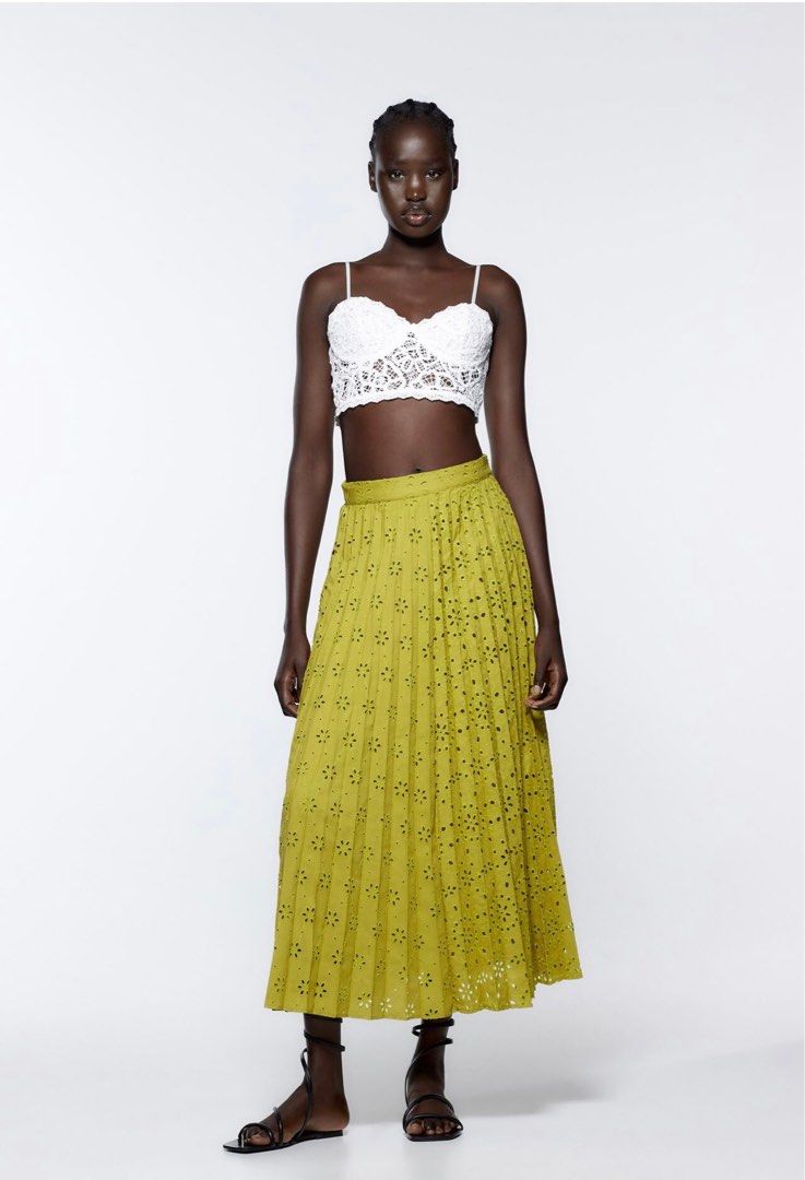 Zara yellow shop pleated top