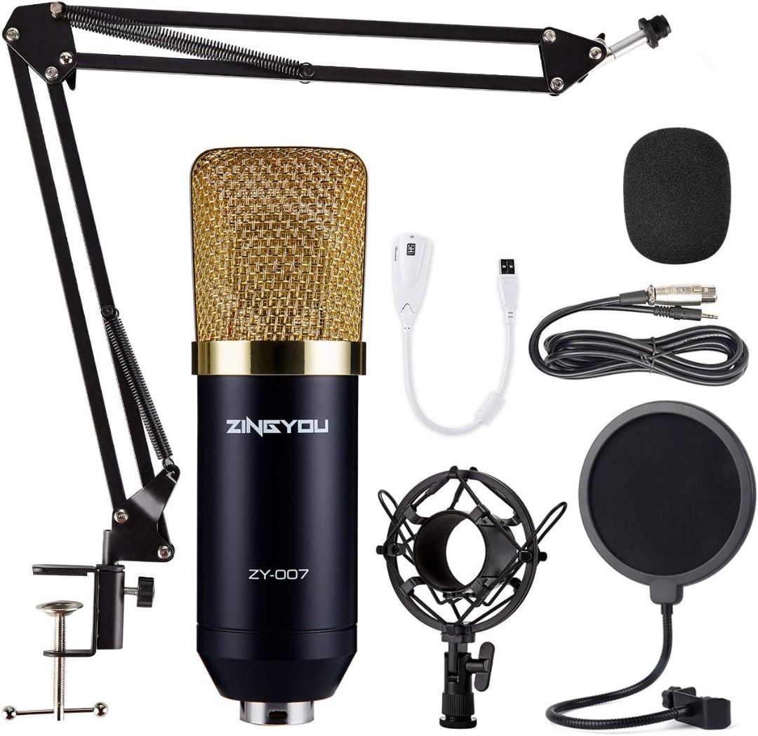 Include　Suspension　Condenser　Mic　Microphone　and　Studio　Audio,　on　Condenser　ZY-007　Bundle,　Filter,　Mount　Recording　Pop　Cardioid　Shock　Microphones　Adjustable　Scissor　Stand,　Arm　Broadcasting,　Studio　Carousell　ZINGYOU　Professional