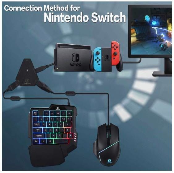  ZJFKSDYX C91 One Handed Gaming Keyboard and Mouse Combo,  Including Game Headset for PC,PS5,PS4,Xbox,Switch : Video Games