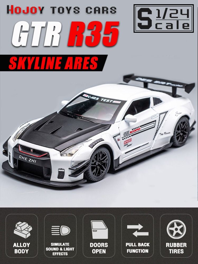 1:32 Nissan Skyline Ares GTR R34 Alloy Sports Car Model Diecasts Metal Toy  Car Model High Simulation Sound Light Childrens Gift