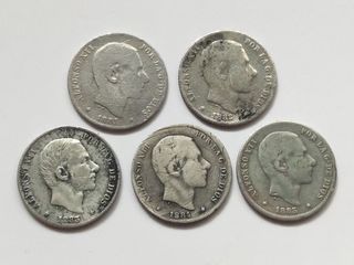 1881-1885 20 Centimos Alfonso Spanish-Philippine Silver Coins