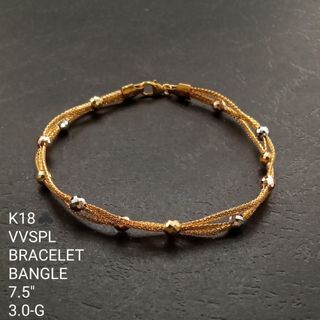 18K Saudi Gold Soft Bracelet Bangle with Ball Charms