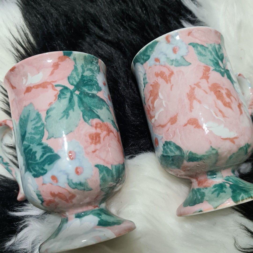 6pcs Pink/Blue Floral Mugs (Category: Dinnerware & Cutlery) located in Angat. Submitted by pate_homeessentials (Listing ID 1252977790, Image 2). Description: H:4.5" pink - 5pcs available blue - 3pcs available **pink design - 1 w/ minor flaw and 1 w/ small chip at bottom - less 10 pesos each Location: ANGAT, BULACAN SHIPPING NATIONWIDE via LBC and Shop/ee Checkout Payment: COD, GCASH, BDO, BPI.