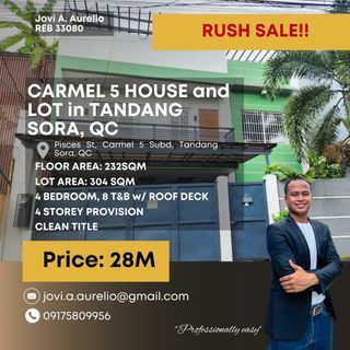 4 Bedroom with Roof deck House and Lot at Carmel 5 Tandang Sora