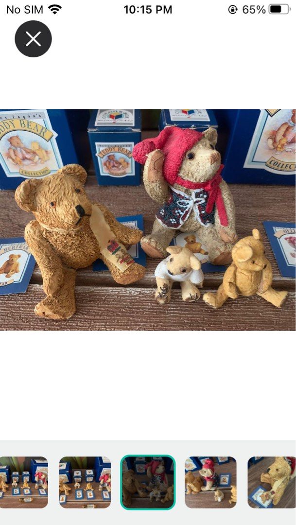 4x Vintage PETER FAGAN TEDDY BEAR Collection. COLOUR BOX TEDDY BEAR ORNAMENT 4x Large Small size
