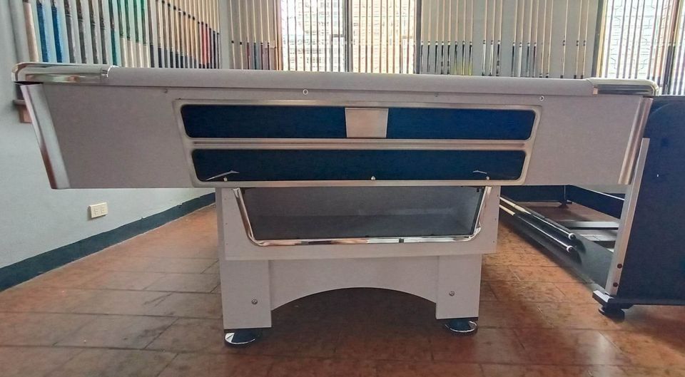 5X9 WHITE BILLIARD TABLE MDF (Category: Billiards and Bowling) located in San Pablo. Submitted by wrbreyestrading (Listing ID 1252848444, Image 2). Description: FOR SALE FOR SALE!!! 5X9 WHITE BILLIARD TABLE MDF PHP 70,000 PHP 70,000 PHP 70,000 Specification: - Size: 5x9ft (Tournament) - Bedding: MDF (medium density fiber-board) - Rails: MDF (medium density fiber-board) - Cushion: Master Banda - Corner Pocket Cover: Metal INCLUSIONS: - 2 1/4 inche
