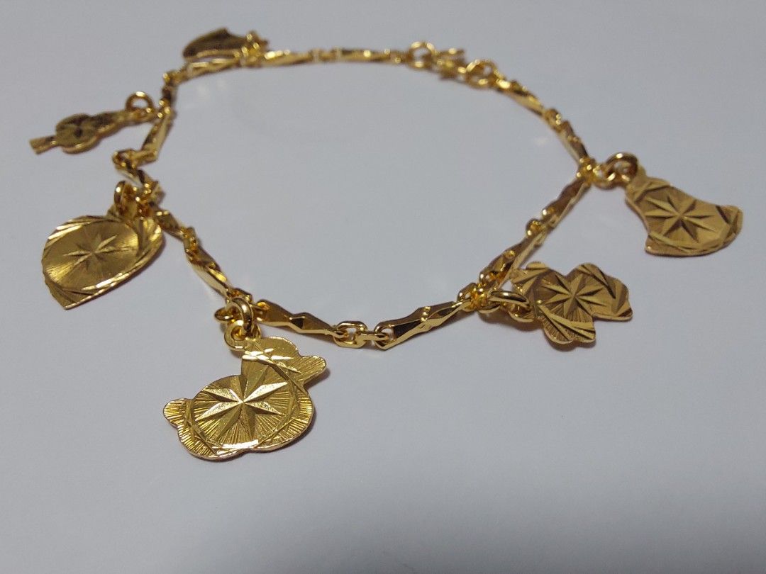 Gold charm cheap bracelet chain