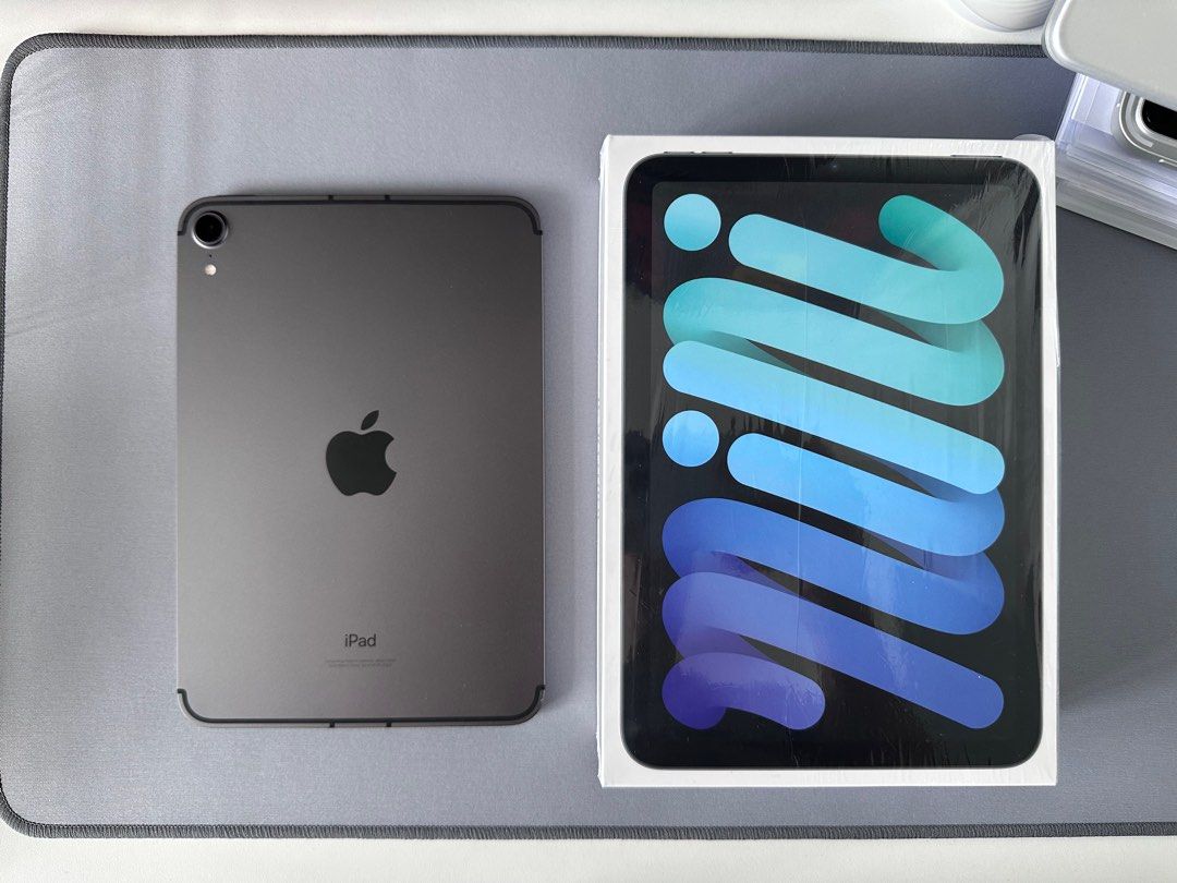 99.99%新Apple iPad mini 6 太空灰色256gb 5G版本連Apple Care+, 手提 