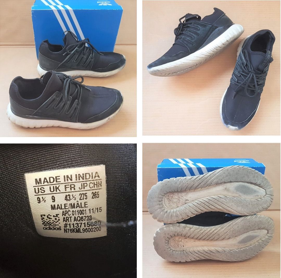 Adidas Designer Sneakers, US 9.5, UK 9, EU 43 1/3, Tubular Radial Core  Black, Running Shoes, High Performance, Active Lifestyle, Cult Street  Fashion, Pop Culture, Models, Celebrities, Catwalk, Hip Hop, Rock Star,